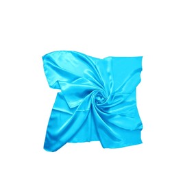 New Satin Silk Shiny Plain Solid Colours Large Square Plain Head Neck Scarf Wrap 90 X 90 cm (Blue)