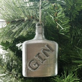 Jabtek GIN Bottle Shaped Christmas Tree Bauble Silver