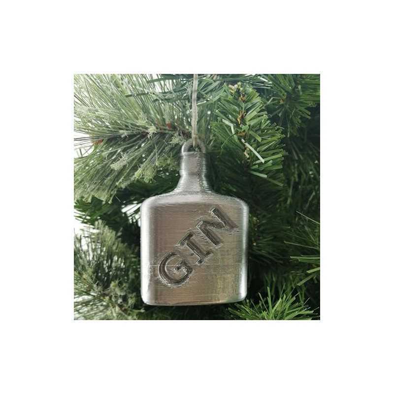 Jabtek GIN Bottle Shaped Christmas Tree Bauble Silver
