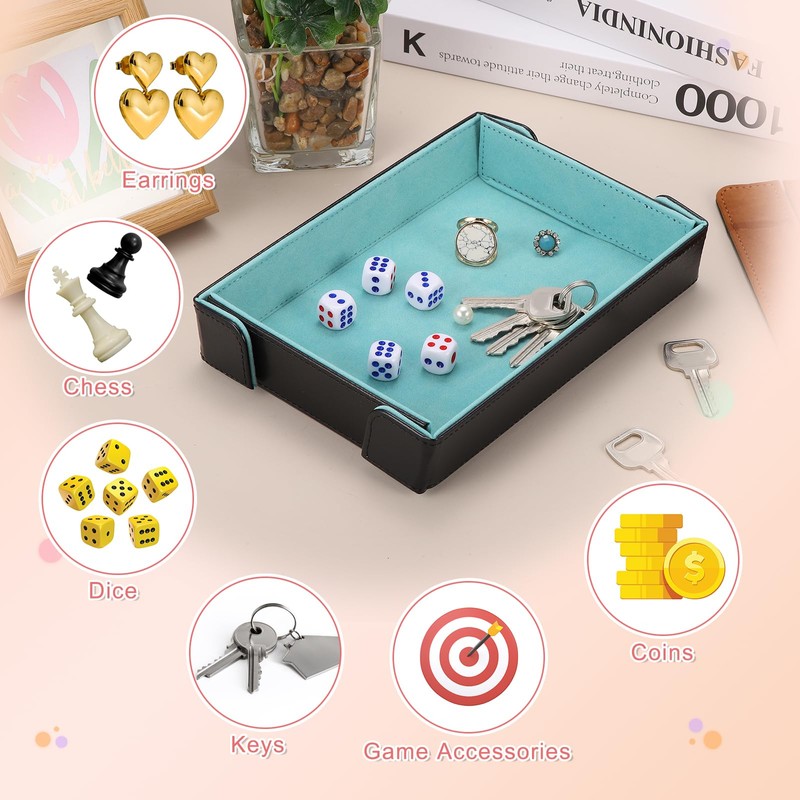 Dice Tray PU Leather Mat Magnetic Folding Dice Rolling Tray