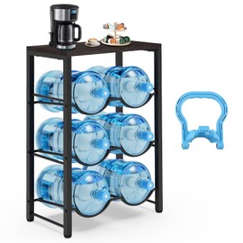 Semoprus 5 Gallon Water Bottle Holder for 6 Bottles, 3 Tiers Heavy-Duty Water Cooler Jug Rack with Reinforcement Frame for Home, Office, Restaurant