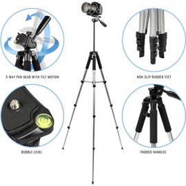 Acuvar 57" Professional Lightweight Aluminum Tripod Stand - Portable Travel Tripod for DSLR Cameras, Canon, Nikon, Sony, Mirrorless, Action Cameras, Smartphones & Vlogging with Universal Mount