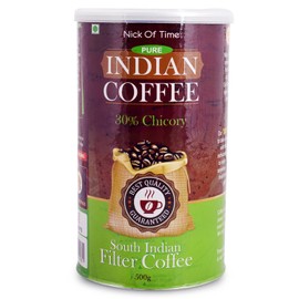 Nick of Time Traditional South Indian Chicory Filter Coffee Powder (70:30 Coffee Chicory Ratio) 100% Arabica AA Grade Dark Roast | Balanced Flavor & Aroma (500g|17.63 oz)