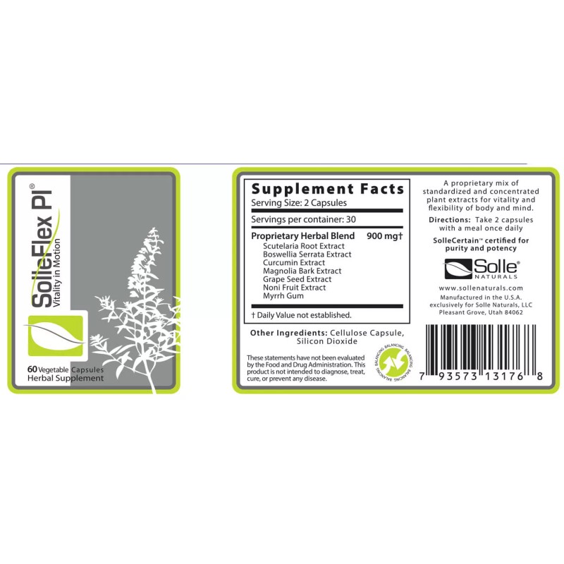 Solle Naturals, SolleFlex PI, herbal supplement, joint health