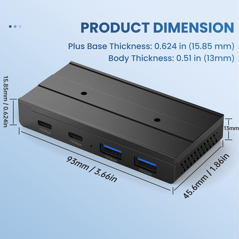 EJAY 10Gbps Magnetic USB-C Hub, 4-Port USB 3.2 Gen2 Data