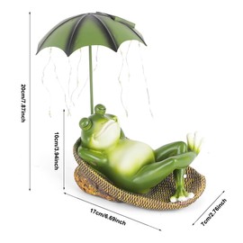 EUBSWA Solar Frog Garden Decoration, Frog Figurine Garden Statue, Waterproof Pond Decoration, Resin Animal Garden Sculpture Ornaments for Patio, Lawn, Home, Yard