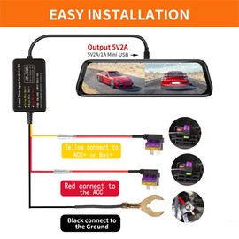 Convenient Type-C Hardwire Kit for DashCam Fast Charging and Easy Installation Universal Compatibility Easy to Install, TYPEChead