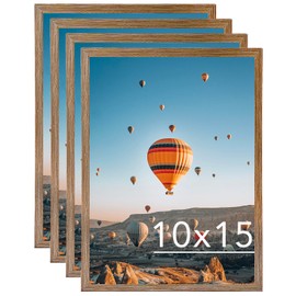 JCJMY 10x15 Rustic Brown Picture Frame Set of 4, Horizontal and Vertical Formats for Wall Hanging, 10 x 15 Wall Gallery Poster Photo Frames with Shatter Resistant Plexiglass, 4 Pack, Rustic Brown