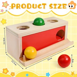 Zuxbolf Montessori Toy from 1 Year Wooden Marble Run with Object Permanence Box Motor Skills Toy Tray and Ball Drops for Early Educational Learning Toy for Babies and Toddlers