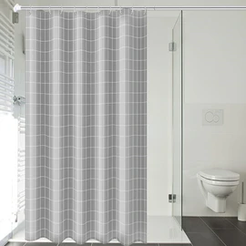 High-end fabric waterproof shower curtain 120 200cm bathroom partition, 3383627 check gray_118999S / 고급형 패브릭 방수 샤워커튼 120 200cm욕실파티션, 3383627체크그레이_118999S