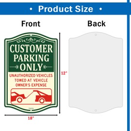 Customer Parking Only Sign Unauthorized Vehicles Will Be Towed Away At Vehicle Owners Expense Sign 12 x 18 Inches Customer Parking Only Sign, Rust Free Aluminum, Weatherproof, Easy Mounting, 2 Pack
