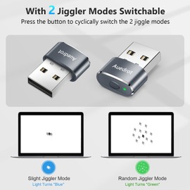Auedrot Mouse Jiggler Undetectable USB Mover with 2 Jiggle Modes, Driver-Free, Plug & Play, Keep Computer/Laptop Awake, Grey, 2 PCS