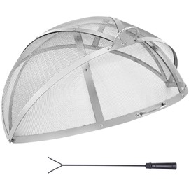 Firepit Spark Screen Lid, Outdoor Firepit Ring Cover Round Accessories, Fire Pit Metal Cover, Easy-Opening Stainless Steel Fire Ring Covers for Outdoor Patio Fire Pits Backyard (40 in)