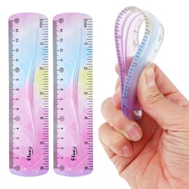 Grevosea 2 Pieces Flexible Ruler, 15cm/6inch Plastic Ruler Shatterproof Straight Edge Ruler Soft Bendable Ruler for School Classroom Office Kids & Adults (6inch)