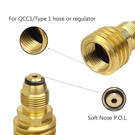 NICOLEKAY Propane Tank Adapter Converts POL LP Tank Service Valve to QCC1/Type1 Hose or Regualtor - Solid Brass Old to New.
