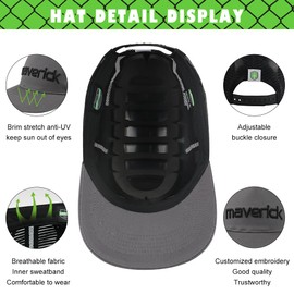 GREEN DEVIL Maverick-Air Safety Bump Cap with Extra Venting Baseball Cap Style Head Protection Hard Hat for Men Women Lightweight Breathable Grey