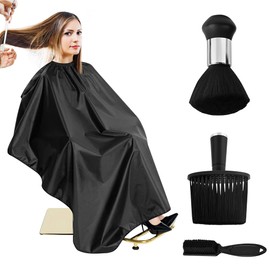 Huucozn Friseurumhang 160×140cm Friseur Umhang Friseurumhang Erwachsene mit Auffang Friseur Zubehör Umhang Friseur Haarschneideumhang Schwarzer Umhang Wasserdicht für Salon Haarschneiden Friseur