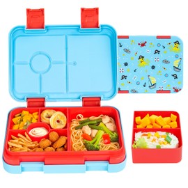 QCQHDU Bento Box for Children and Toddlers, Small Lunch Box with 6 Compartments, BPA-Free Lunch Box Children, Leak-Proof Snack Container for Nursery, Back to School (Light Blue)