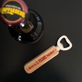Funny 5th Anniversary for Boyfriend Husband Wood Bottle Opener Gift for Him