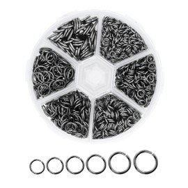 Mandala Crafts Surtido de anillos de metal negro de plomizo para joyería o anillos de metal para suministros de fabricación de joyas, 1200 pequeños anillos abiertos para collar y arete