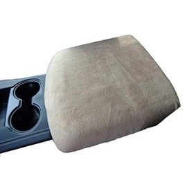 Car Console Covers Plus Fits GMC Denali 2016-2019 Fleece Armrest Cover for Fixed Double Cup Holder Center Console Lid Made in USA Tan