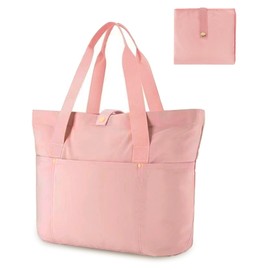 Aucuu Tote Bag, Foldable Tote bag, Ladies Large Travel Tote Bag for Beach, Handbags Shoulder Bag with Zipper for Men and Women, Gym, Work, School, Shopping