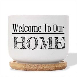 DecStic Welcome to Our Home Ceramic Planters Bible Verse Snake Plant Live Indoor with Pot with Drainage Holes and Saucers Pot for Outdoor Garden Home Plant