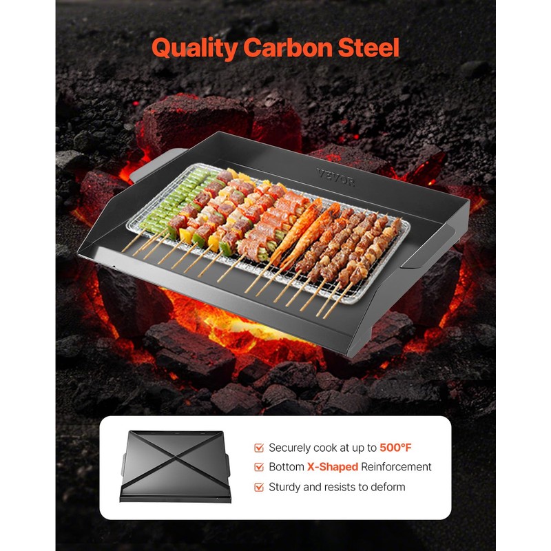 VEVOR Carbon Steel Griddle, 22x16 inch Universal Flat Top Rectangular
