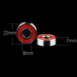 Red Silver ABEC-9 608 RS Skateboard Longboard Bearings (8PCS)