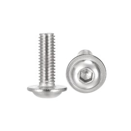 sourcing map Flanged Button Head Socket Cap Screws, M6*18mm Hex Socket Drive Screw, 304 Stainless Steel Fasteners Bolts, Fully Threaded Machine Screw 20Pcs