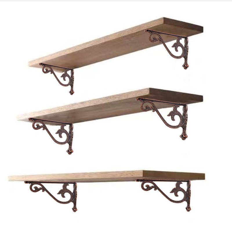 khtumeware 4 Pack Heavy Duty Hammered Antique Copper Shelf Brackets