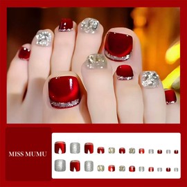MISS MUMU Nail Tip, 24 Pieces, Nail Tip, Short, Spring, Summer, Simple, Cute, Popular, Nail Seal, Bride Nail, Glossy, False Nails, Coming of Age Ceremonies, Weddings, School Entrance Ceremonies