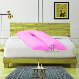 Teddy Fleece Full Body 9FT Feet U Shaped Orthopaedic Pillowcase Cover With Zip Pregnancy Maternity Nursing Super Soft Snug Cuddles Pillowcase U Cover Pink 75cm x 135cm Approximate