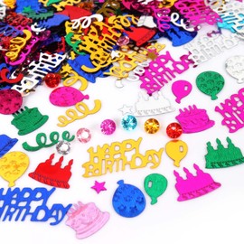 ZHIHUI Colorful Assorted Happy Birthday Confetti, Multicolor Table Confetti Bag, Rainbow Party Decorations Table Decor Cards Sprinkles Women Gifts 30g