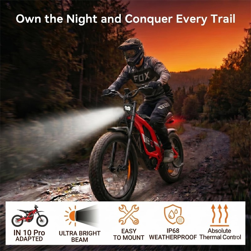 Yozma IN10 and IN10 Pro Ebike Headlight, 3-Hole Female Plug,