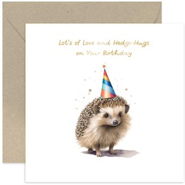 Old English Co. Funny Birthday Card for Him Her - 'Love and Hedge-hugs' Hedgehog Birthday Card for Women Men - Cute Birthday Card for Sister, Daughter, Niece, Mum, Friend | Blank Inside Envelope