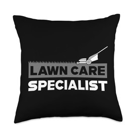Lawn Care Specialist Funny Gardener Lawn Mower Lovers Outfit Throw Pillow
