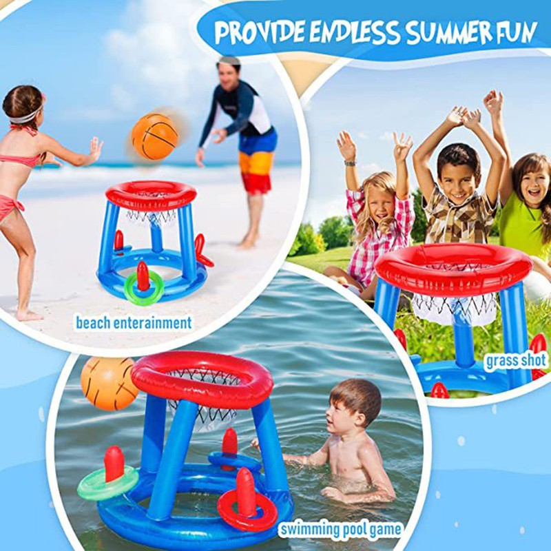 Pool Toys Pool Basketball Hoop Throwing Ring Set Inflatable Floating