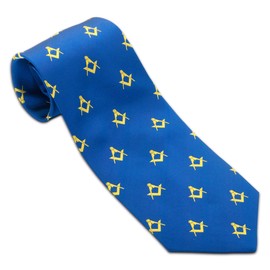 Masonic Silk and Compass Square Woven Tie