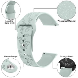 Veryfit Smart Watch Bands, 22mm Watchbands for IDW13 IDW16 IDW19 IDW26 IDW28 Smartwatch, Floral Engraved Soft Silicone Rubber Sport Replacement Watch Strap for Veryfit (Starlight+Cyan+Taro Purple)