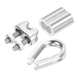PATIKIL 24pcs Wire Rope Kit M3 Stainless Steel Thimble Wire Rope Cable Clamp Aluminum Crimp Loop Sleeve for 3mm Wire Rope