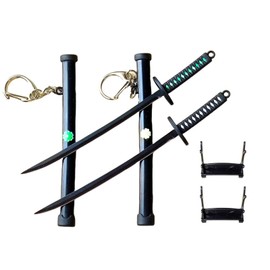 SHARP CASTLE Mini Japanese Katana, 5.7-Inch Ultra Sharp Stainless Steel Knife with Scabbard, Anime Katana Keychain, Utility Cutter, Handmade for Craft Use - GT01H.Set