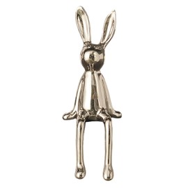 Estatuas de conejo Esculturas de conejo Colección de artesanías de cerámica Centro de mesa Figuras de animales para el escritorio del pasillo, Plata