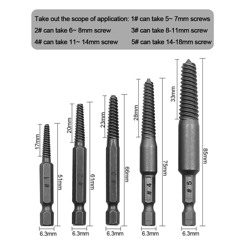 Mesee 10 Pcs Damaged Screw Extractor Set, Screw Extractor, 1/4