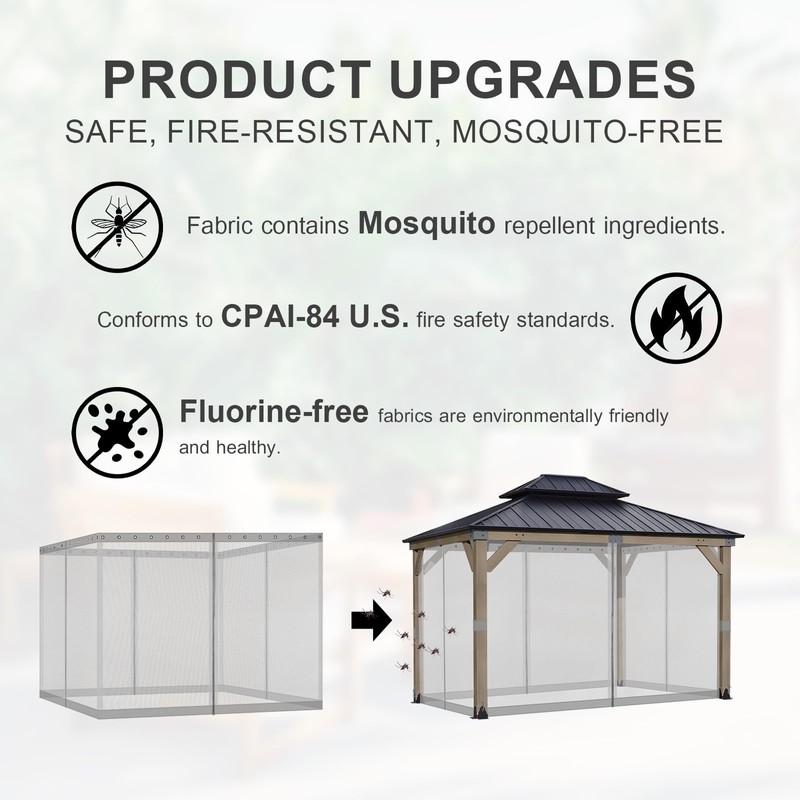 BPS 10' x 13' Gazebo Universal Mosquito Netting Screen Replacement,