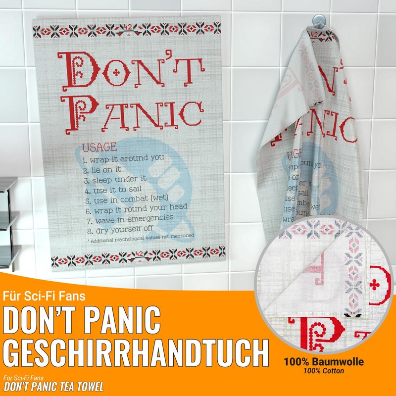 getDigital Don't Panic Tea Towel Absorbent Kitchen Towel with Science