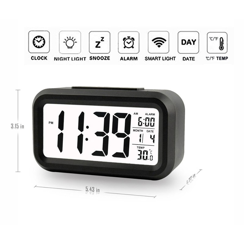 Cisixin LED Digital Alarm Clock, Night Light, Digital Alarm Clock,