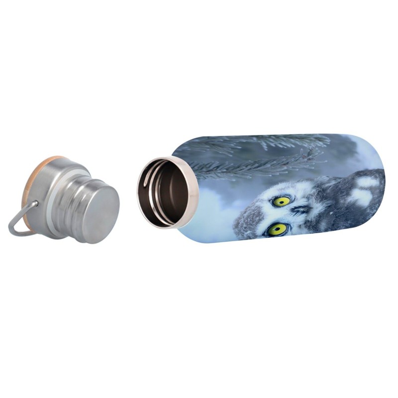 Edelstahlflasche Isolierte Thermosflasche - Baby Eule im Schnee Prächtige gelbe