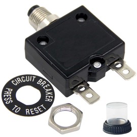 MiJunHD 10A Manual Reset Circuit Breaker,98 Series 125/250VAC Quick Connect Terminal Over Current Overload Protector Push Button Reset Switch with Waterproof Button Cover (1Piece)