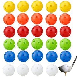 Lepidi Pack of 30 Golf Balls Practice Golf Training Balls, Pet Plastic Ball, Colourful Plastic 26 Hole Airflow Hollow Golf Balls for Rocking Exercises, Driving Range (6 Colours)